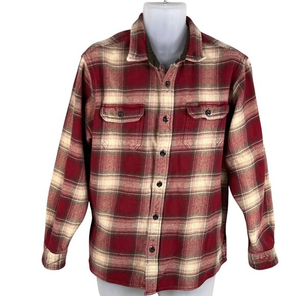 Orvis Mens XL Flannel Heavyweight Plaid Button Up Shacket 4 Pockets Lumberjack - Picture 1 of 16